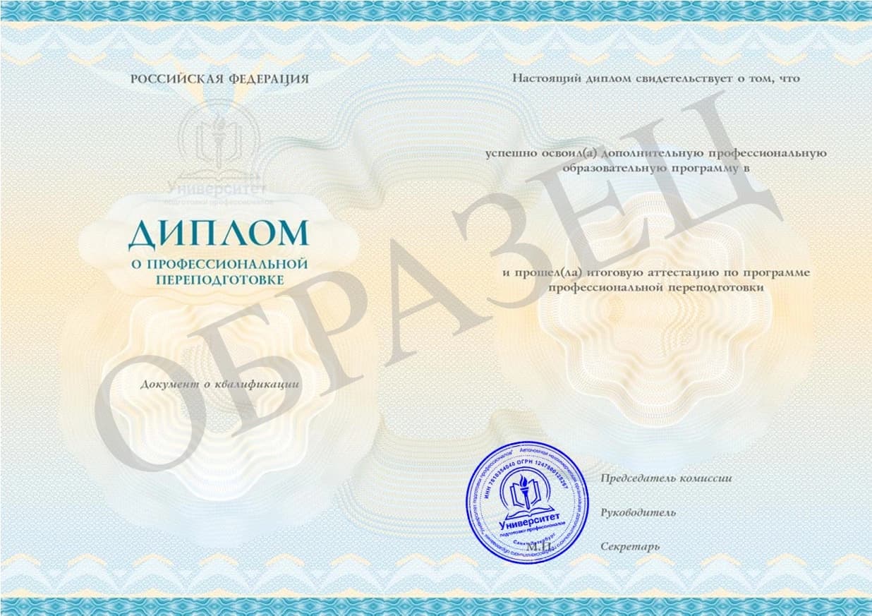 Образец: Диплом о профессиональной переподготовке, страница 2